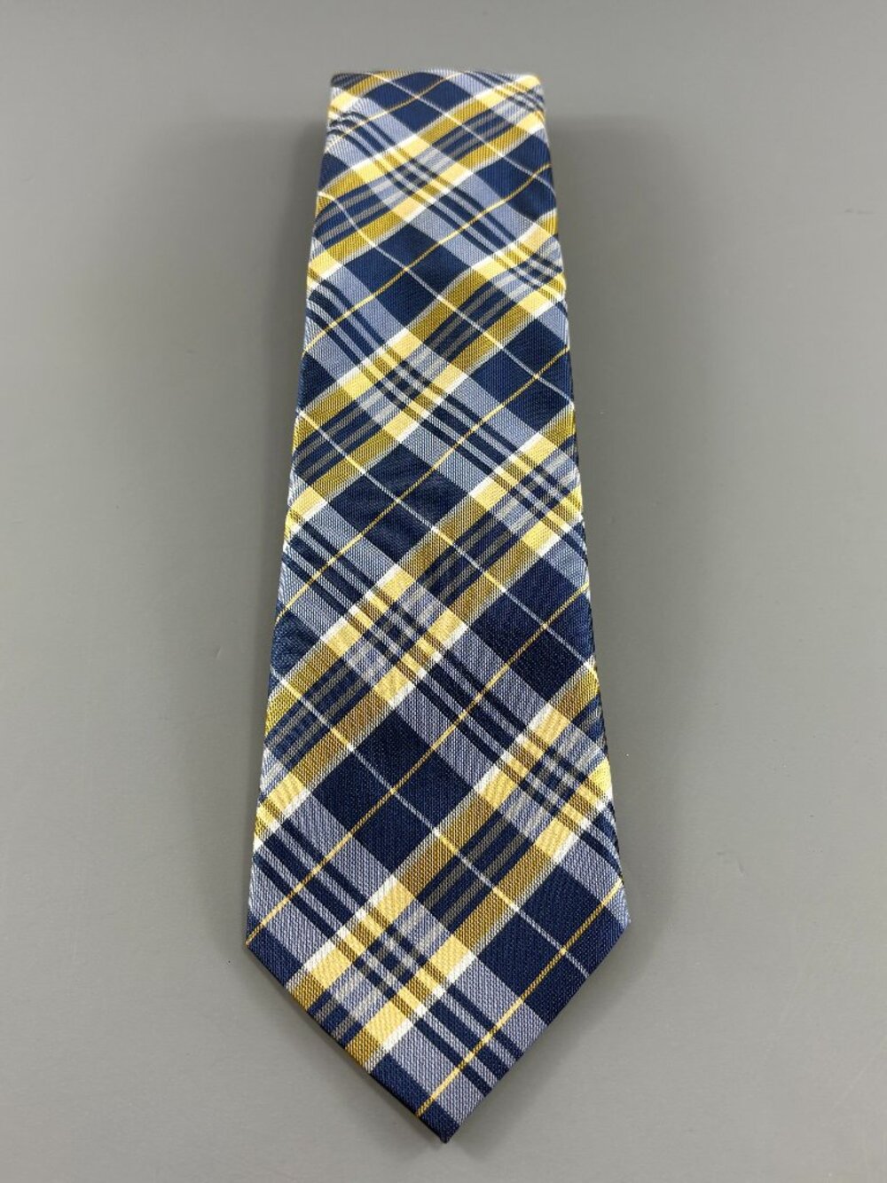 John Ashford Blue / Yellow Plaid Men's Tie 3 1/2" x 60"
